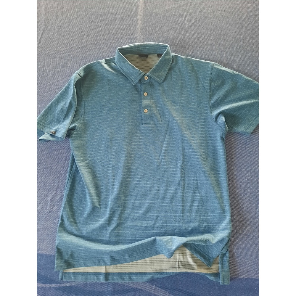 Dunning Golf Mens Large Blue Striped Performance Short Sleeve Polo DN800621